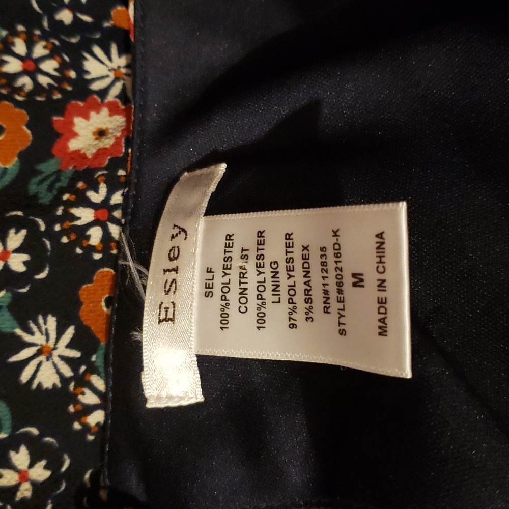 esley Lady's Tiered Blue Sheer Lined Dress with Ruffled Flounce - Picture 9 of 10